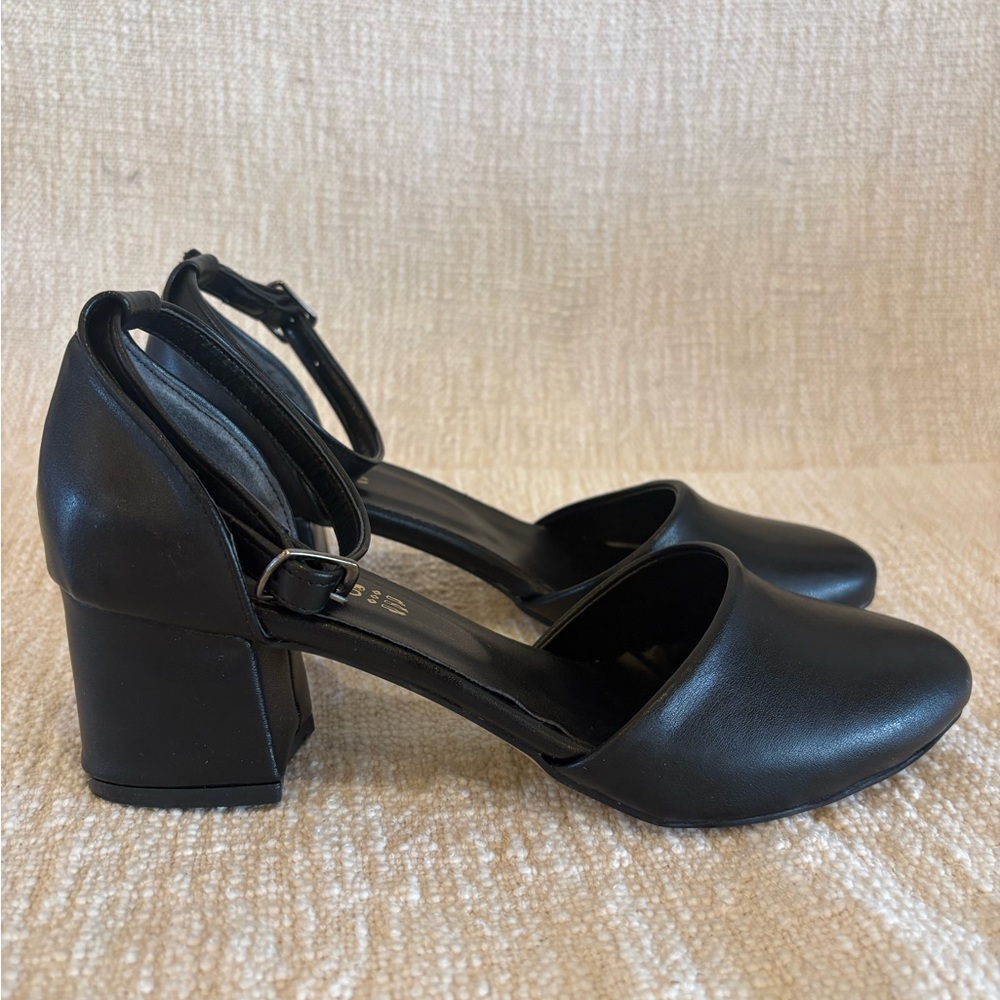 black heels with ankle strap